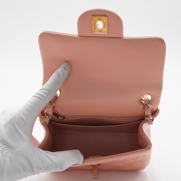 Pre-owned CHANEL Pink Matelassé Leather Mini Square Flap Crossbody Bag - Picture 4 of 5